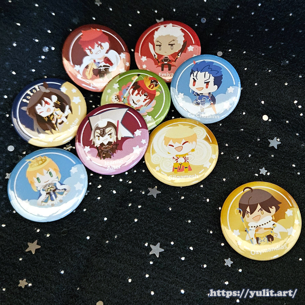 - New - FGO Chibi 1.25in (32mm) Pinback Button / Magnet Set