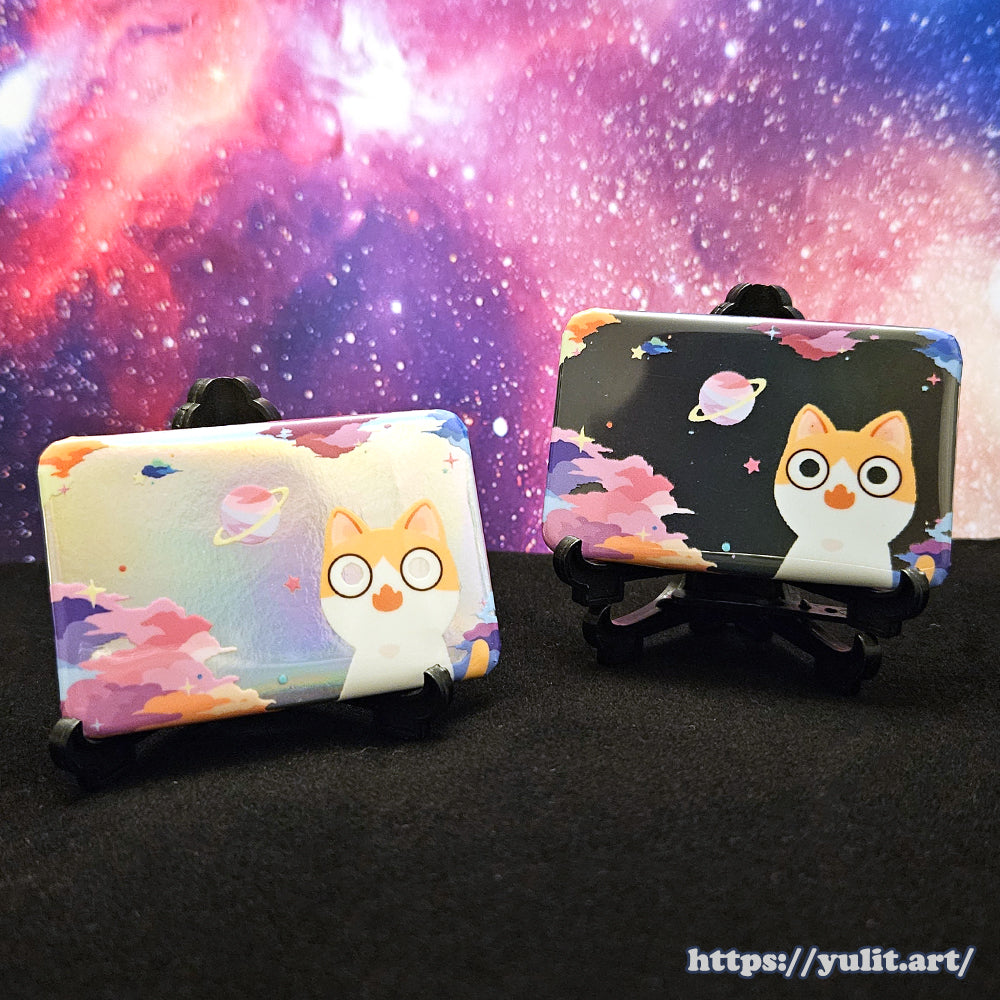 Original - Space Cat Meme Inspired Reflective/Holographic Button