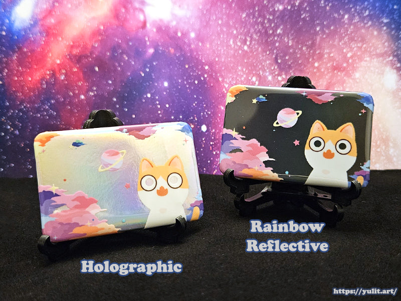 Original - Space Cat Meme Inspired Reflective/Holographic Button