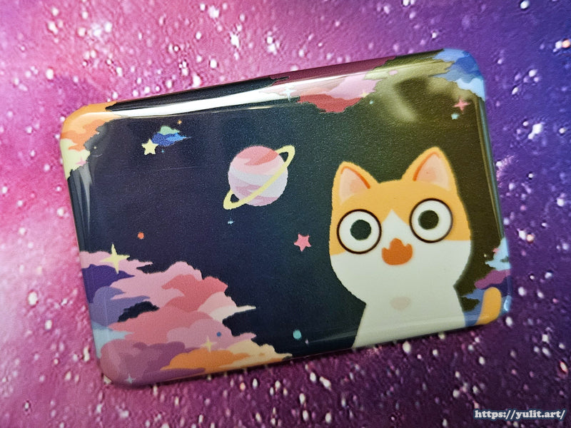 Original - Space Cat Meme Inspired Reflective/Holographic Button