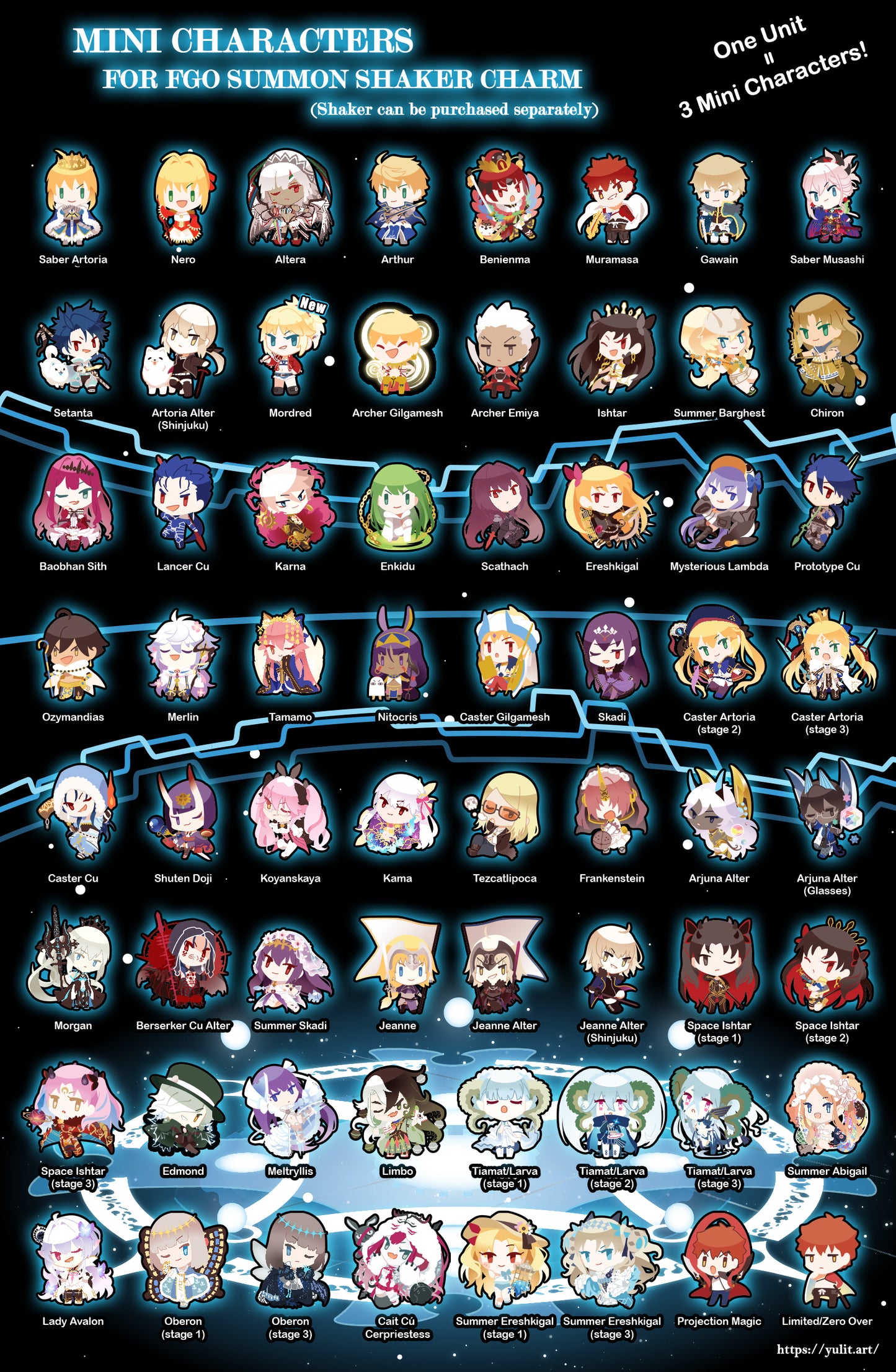 FGO - 呼符可換搖搖樂用角色(3個組)