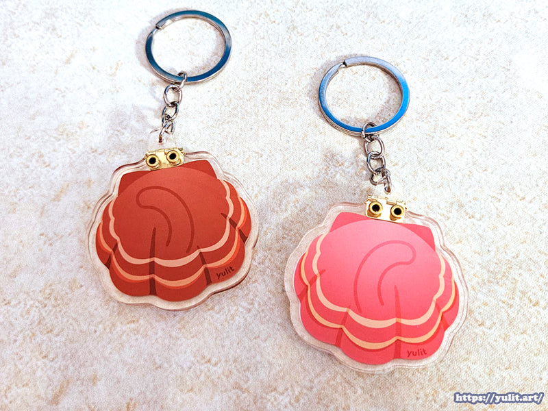 - New - Original - Flip-Open Pearl/Scallop Shell Acrylic Keychain