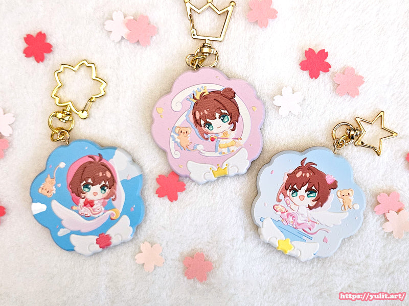 - New - CCS - Sakura Embossed Wood Charms