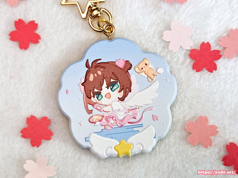- New - CCS - Sakura Embossed Wood Charms